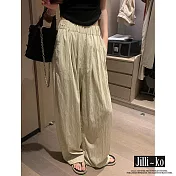 【Jilli~ko】慵懶風時尚高腰寬鬆顯瘦休閒褲 J10724 FREE 杏色