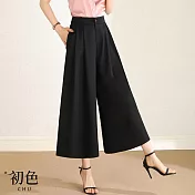 【初色】氣質寬鬆高腰素色中長裙-共4款任選-68508(M-2XL可選) M A.黑色