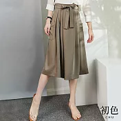 【初色】氣質寬鬆高腰素色中長裙-共4款任選-68508(M-2XL可選) XL B.咖色