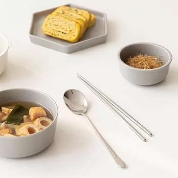 【韓國Ssueim】Rond不鏽鋼餐具2件組(湯匙+筷子) ‧ 冰銀色