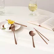 【韓國Ssueim】Rond不鏽鋼餐具4件組(筷匙刀叉) ‧ 玫瑰金
