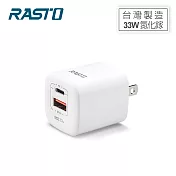 RASTO RB24 33W GaN氮化鎵 PD+QC3.0雙孔快速充電器 白