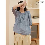 【AMIEE】不規則花卉造型上衣(4色/M-2XL/KDTY-6199) 2XL 藍色