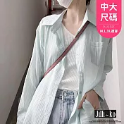 【Jilli~ko】泡泡紗寬鬆薄款防曬襯衫 J10734  FREE 淺綠色