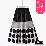 【Jilli~ko】時尚高腰設計款圓點印花百褶裙 J10754 FREE 黑色