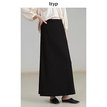 ltyp旅途原品 日本進口三醋酸極簡時髦百搭A字長半裙 M L XL  M 靜謐黑