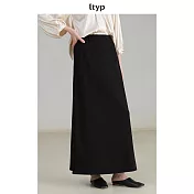 ltyp旅途原品 日本進口三醋酸極簡時髦百搭A字長半裙 M L XL XL 靜謐黑