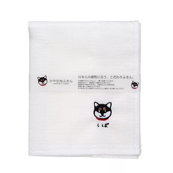【日本KOJI】可愛圖案刺繡蚊帳生地萬用布巾 ‧ 黑柴犬