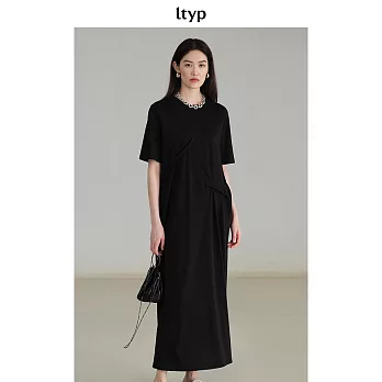 ltyp旅途原品 日本進口三醋酸時髦優雅扭結連衣裙 M L-XL  M 靜謐黑