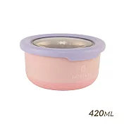 【HOUSUXI舒希】不鏽鋼雙層隔熱碗420ml-櫻粉
