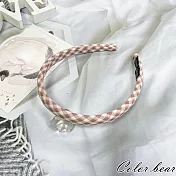 【卡樂熊】小清新厚海綿造型髮箍(六款)- 格紋粉色