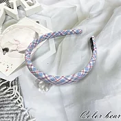【卡樂熊】小清新厚海綿造型髮箍(六款)- 格紋藍色