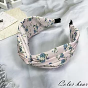 【卡樂熊】韓系花卉扭結寬版造型髮箍(四色)- 嫩粉色