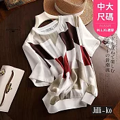 【Jilli~ko】復古幾何圖案雙面寬鬆上衣 J10699  FREE 白色