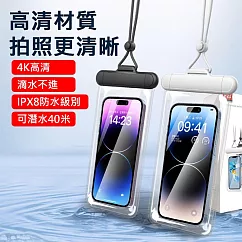 膠囊蓋TPU透明防水袋 通用手機防水袋 黑色(7.2吋手機適用)
