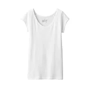 【MUJI 無印良品】女有機棉針織法式袖T恤 M 白色