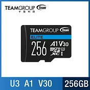 TEAM 十銓 ELITE MicroSDXC 256GB UHS-I U3 A1 4K專用高速記憶卡 (含轉卡+終身保固) BLACK