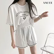 【AMIEE】INS印花風休閒運動套裝(3色/M-3XL/KDA-128) XL 白色