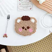 【EZlife】DIY戳戳繡毛絨杯墊材料包(附戳筆) 咖啡小熊