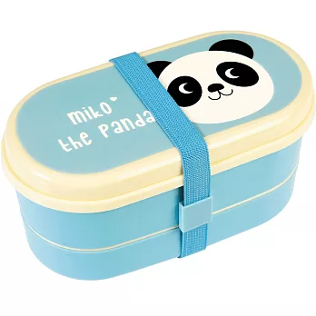 《Rex LONDON》餐具+雙層兒童便當盒(熊貓) | 環保餐盒 保鮮盒 午餐盒 飯盒