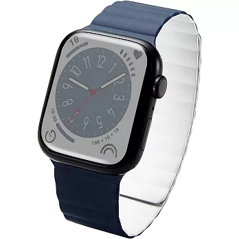 ELECOM Apple Watch 49/45/44/42mm磁吸矽膠錶帶- 藍