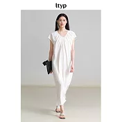 ltyp旅途原品 11周年膠囊系列 真絲可水洗乾絲優雅隨性V領連衣裙 M L-XL M 象牙白