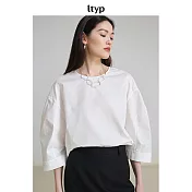 ltyp旅途原品 100%棉休閒個性廓型七分袖小衫 M L-XL L-XL 荼白色