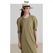 ltyp旅途原品 60支長絨棉休閒時髦T恤連衣裙 M L-XL L-XL 黃草綠