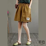【初色】棉麻涼感五分褲-5款任選-62488(M-2XL可選) XL B.黃色