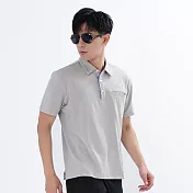 【遊遍天下】男款格紋抗UV機能POLO衫(GS1012) 5XL 灰色