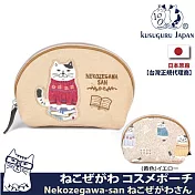 【Kusuguru Japan】日本眼鏡貓 零錢包 萬用小物隨身包 Neko Zegawa-san系列  -米黃色