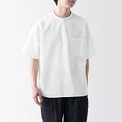 【MUJI 無印良品】男有機棉涼感亨利領布帛短袖T恤 XL 白色