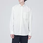【MUJI 無印良品】男有機棉不易起皺扣領長袖襯衫 XL 白色