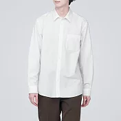 【MUJI 無印良品】男有機棉不易起皺長袖襯衫 M 白色