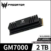 Acer Predator GM7000 2TB M.2 2280 PCIe Gen4x4 固態式硬碟 7,400/6,400MB/s 黑