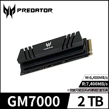 Acer Predator GM7000 2TB M.2 2280 PCIe Gen4x4 固態式硬碟 7,400/6,400MB/s  黑