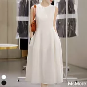 【MsMore】 輕禮服立裁圓領無袖修身白月光長裙長版背心洋裝# 118457 L 白色