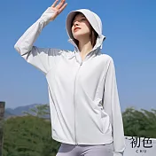 【初色】冰絲涼感透氣短款隱形口袋防曬拉鍊運動外套-共4色-68734(M-2XL可選) L 灰色
