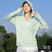 【初色】冰絲涼感透氣短款隱形口袋防曬拉鍊運動外套-共4色-68734(M-2XL可選) L 綠色