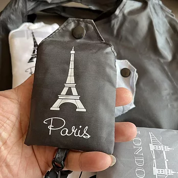 【素包包】巴黎都會風小資蔬果雜物採買折疊購物袋 _巴黎x黑色
