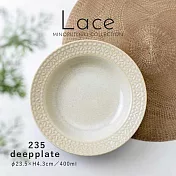 【Minoru陶器】Lace窯變陶瓷深盤24cm ‧ 象牙白
