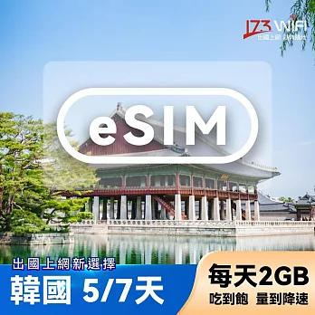 下載版 eSIM 韓國7日吃到飽(每天2GB)