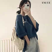 【AMIEE】網紅寬鬆長版上衣(4色/M-2XL/KDTY-0617) 2XL 藍色
