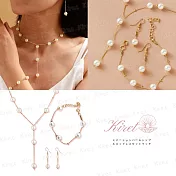 珍珠項鍊+手鍊+耳環 三件套組 氣質典雅珍珠首飾套裝 時尚設計飾品 Kiret