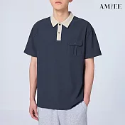 【AMIEE】撞色簡約口袋設計感POLO衫(男裝/4色/M-2XL/KDTY-A69) XL 藍色