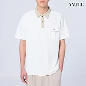 【AMIEE】撞色簡約口袋設計感POLO衫(男裝/4色/M-2XL/KDTY-A69) M 白色