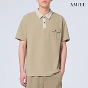 【AMIEE】撞色簡約口袋設計感POLO衫(男裝/4色/M-2XL/KDTY-A69) XL 卡其