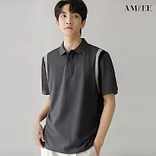 【AMIEE】拼接設計感質感POLO衫(男裝/4色/M-2XL/KDTY-A06) 2XL 灰色