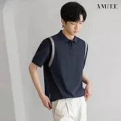 【AMIEE】拼接設計感質感POLO衫(男裝/4色/M-2XL/KDTY-A06) L 藍色