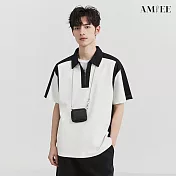 【AMIEE】拚色休閒百搭質感POLO衫(KDTY-A87) M 白色